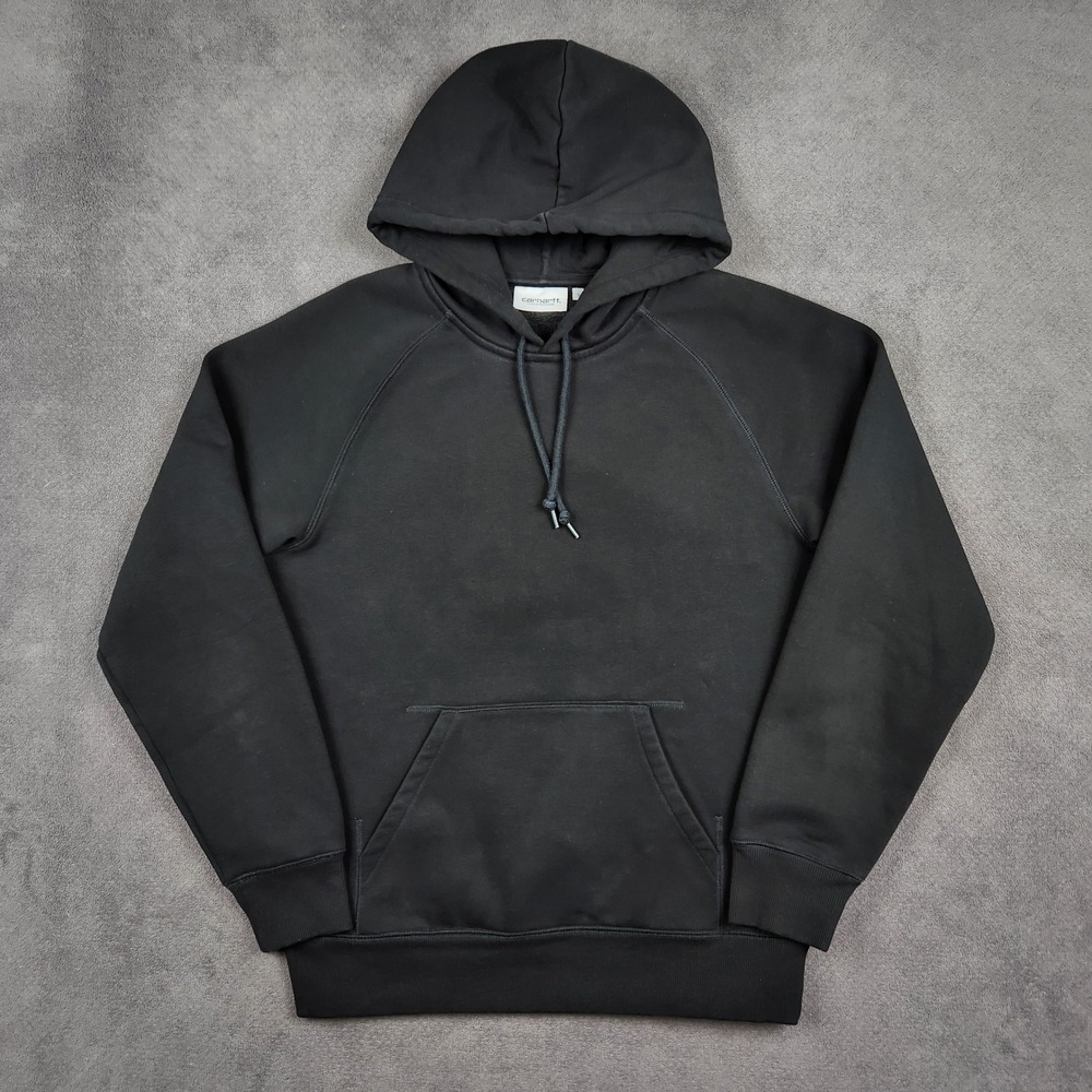 Carhartt WIP Hooded Chase Sweatshirt Mens Small Black Pullover Hoodie 1026384